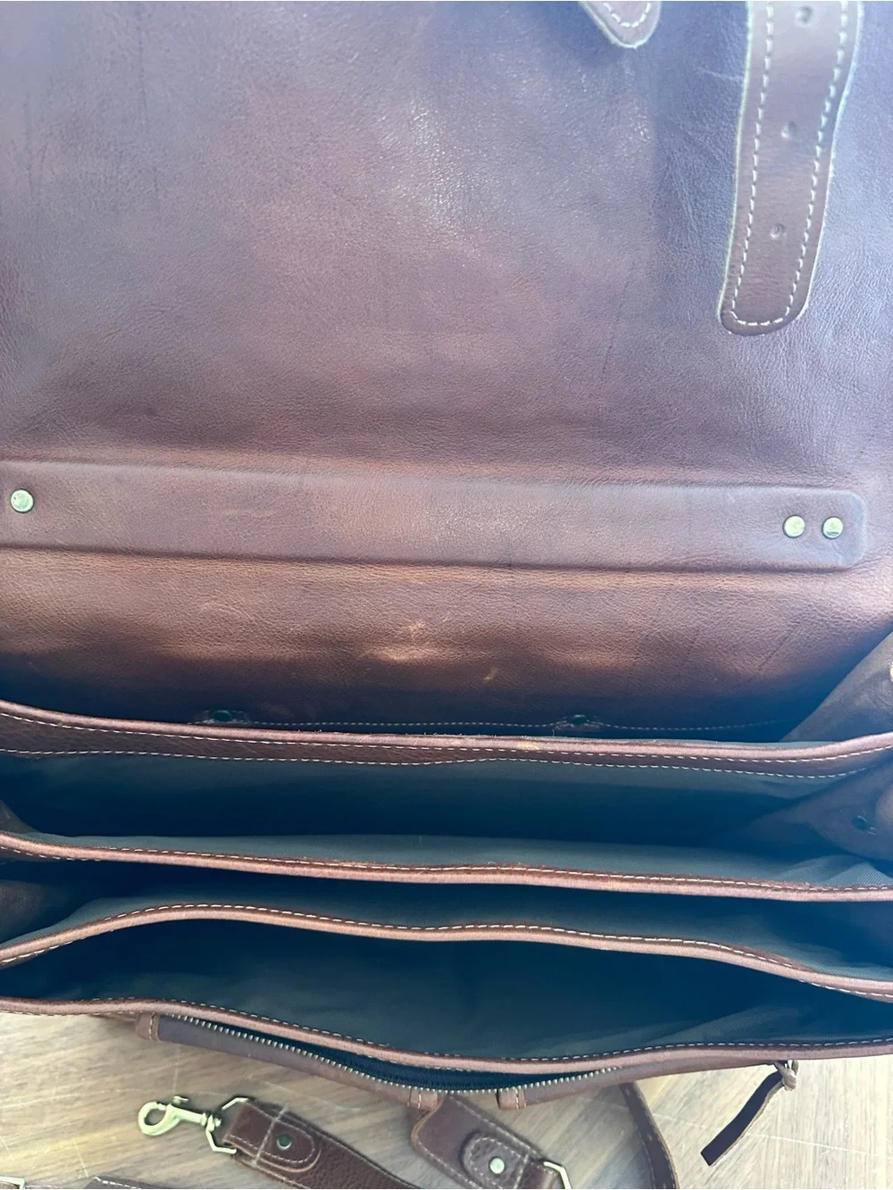 Orvis Chestnut Brown Leather Briefcase with Brass Hardware
